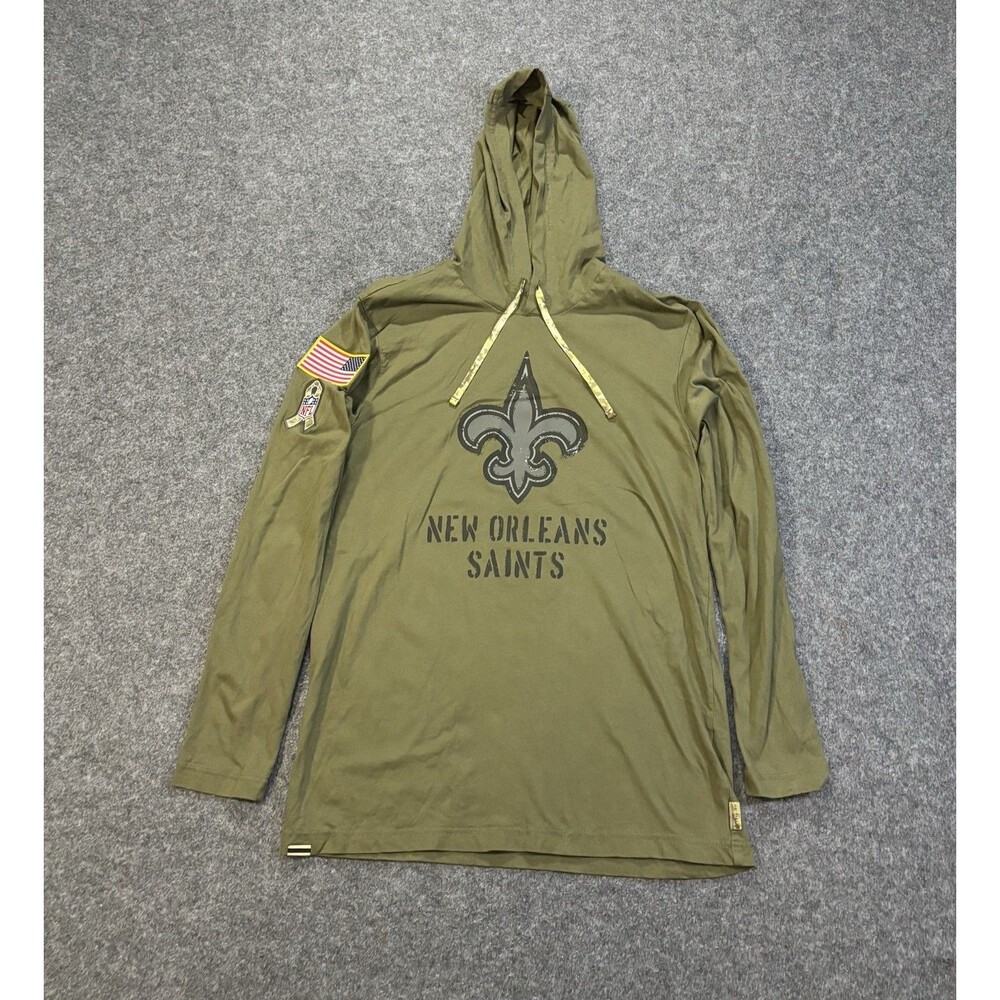 New Orleans Saints Shirt Mens Medium NFL Salute To Service Nike Dri Fit Hooded